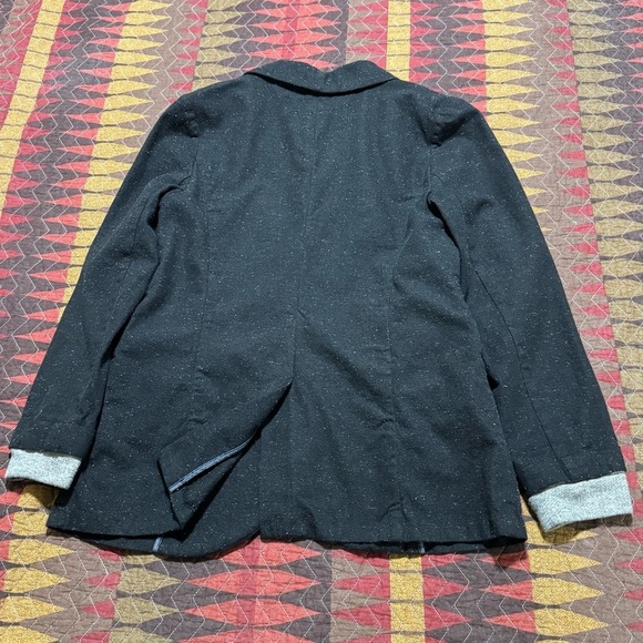 Treasure & Bond Wom M Charcoal Heathered Grey Textured Cotton Blazer Relaxed Fit - Picture 12 of 12